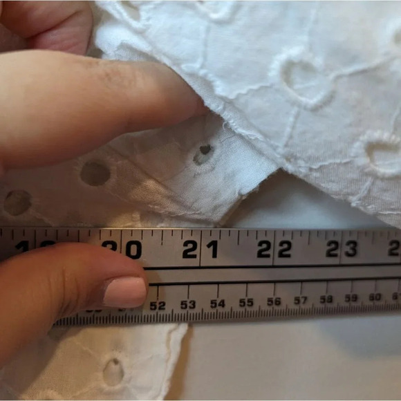 Tulip White Eyelet Button Down Collar Long Sleeve Shirt 100% Cotton Women Small - Picture 11 of 13